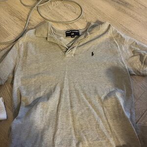 Ralph Lauren Light Gray Polo Shirt with Navy Pony